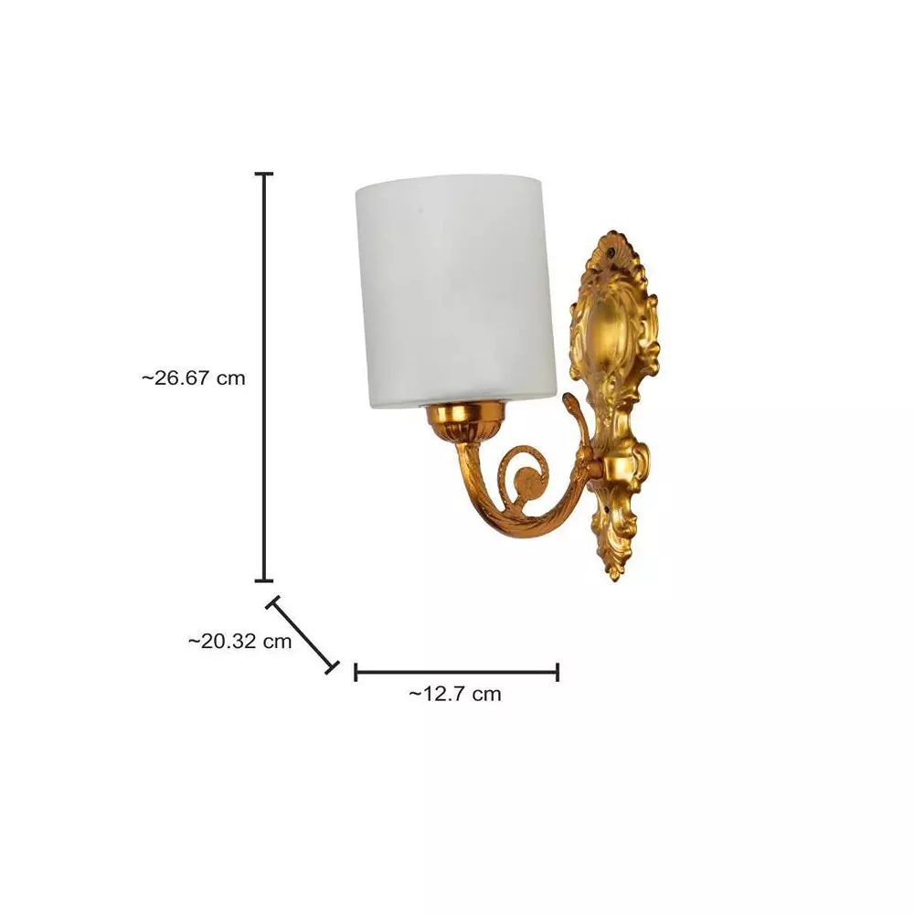 Fos Lighting Wall Light Traditional Matte Antique Gold Wall Sconce with Frosted Cylindrical Glass Shade