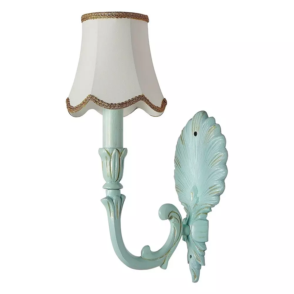 Fos Lighting Wall Light Coastal SeaShell Wall Sconce | Rustic Green Cast Aluminium with Dabka Embroidery