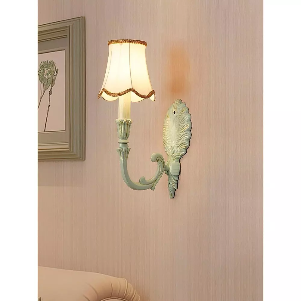 fos-lighting-wall-light-coastal-seashell-wall-sconce-rustic-green-cast-aluminium-with-dabka-embroidery