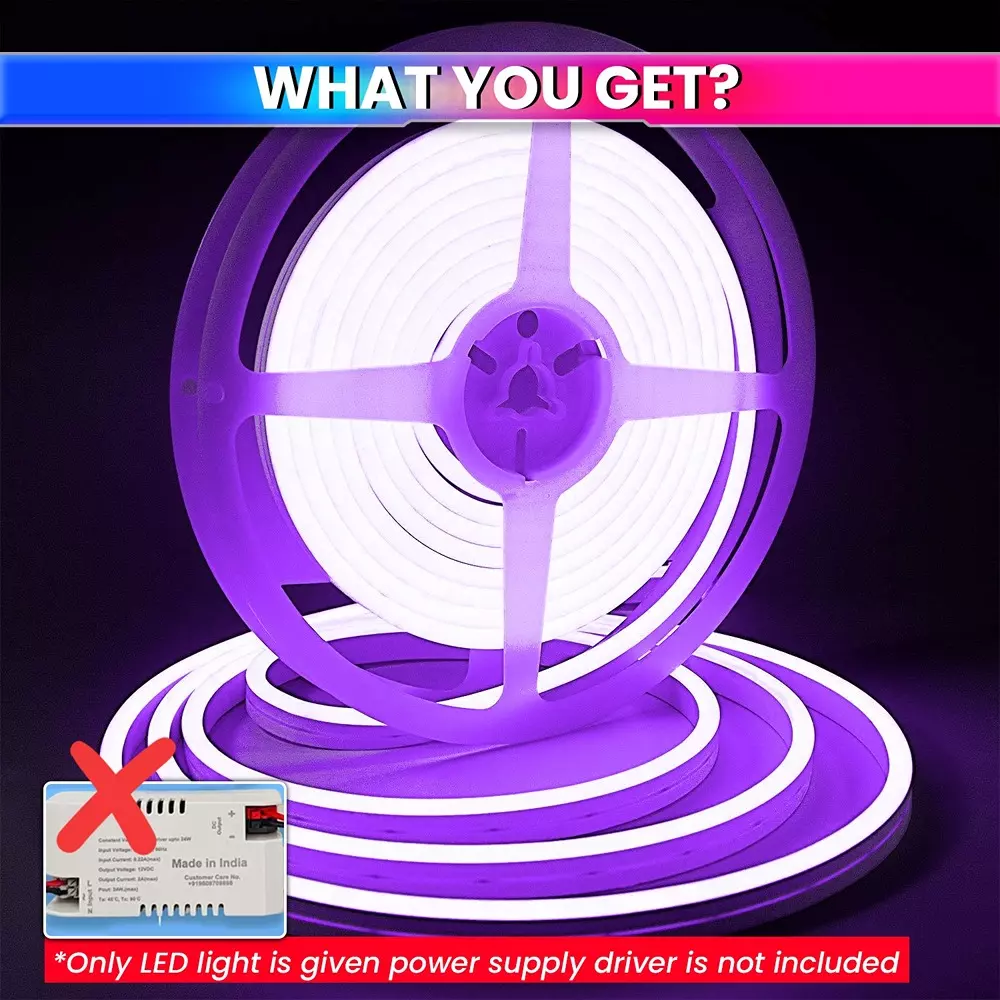 amiciVision Neon LED Strip Light Purple & Length 5 m