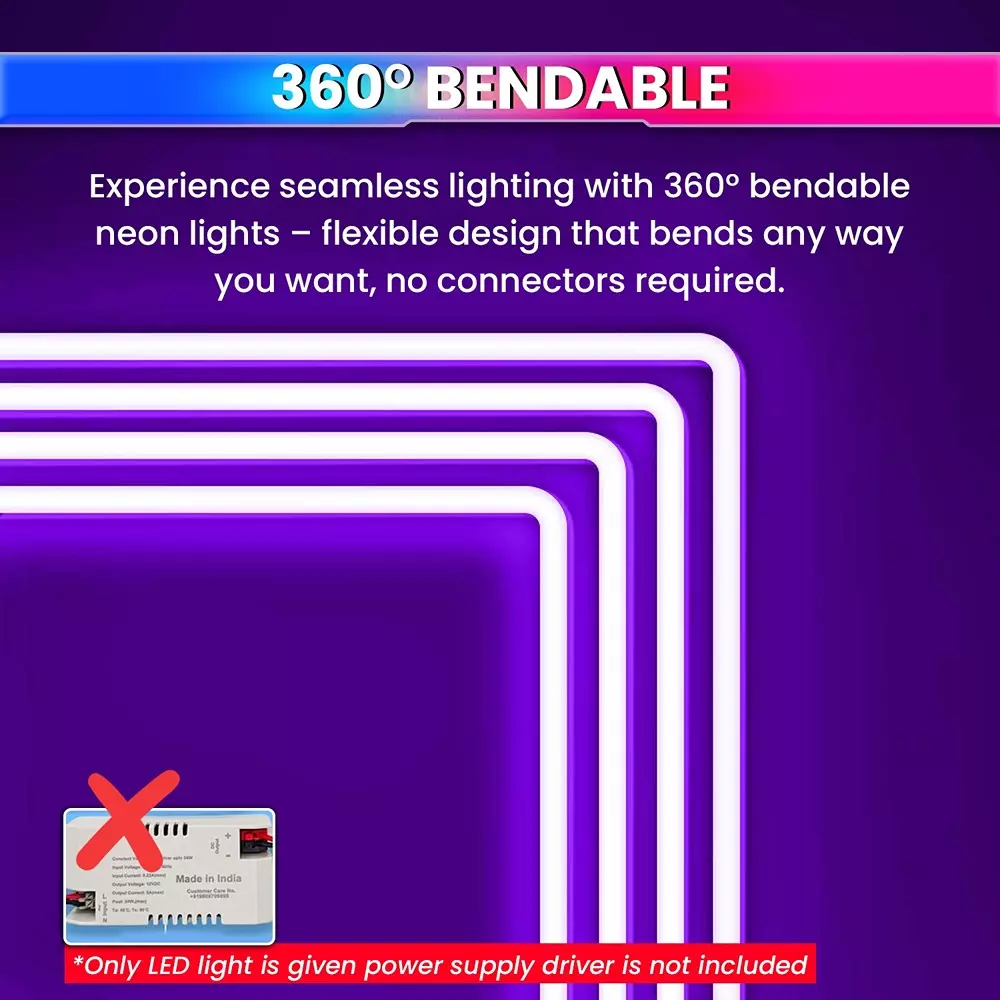 amiciVision Neon LED Strip Light Purple & Length 5 m