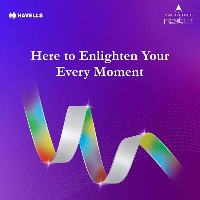 Havells 8 W Galaktic Smart LED Strip Light Tunable White + RGB Emitting Color and BLE-MESH Technology, LHEHCNP1ND1W015 (Roll of 3 m)