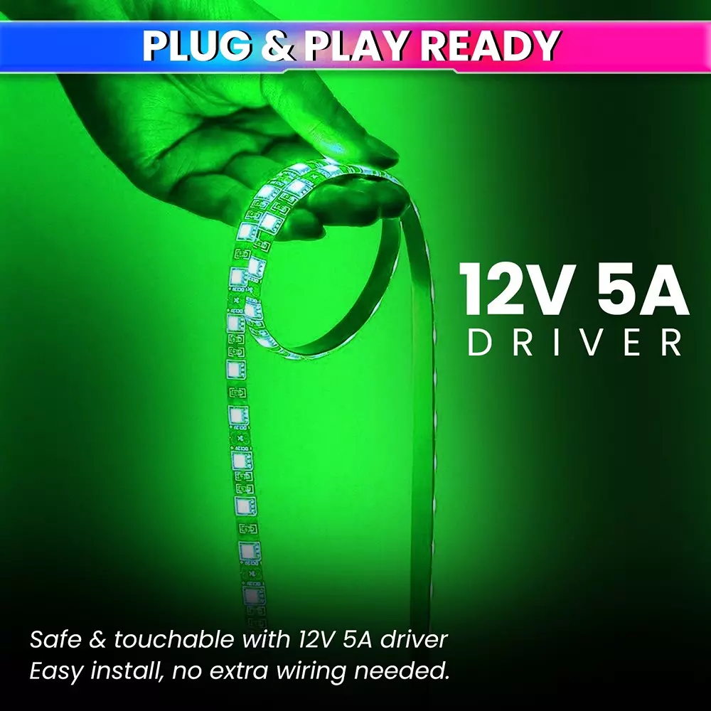 amiciVision LED Strip Light Green 240 LEDs/m & Length 5 m