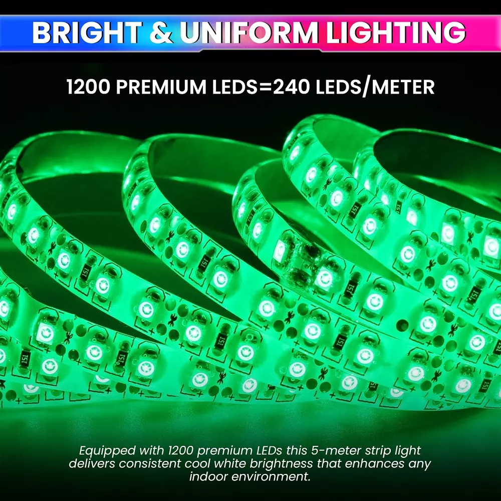 amiciVision LED Strip Light Green 240 LEDs/m & Length 5 m