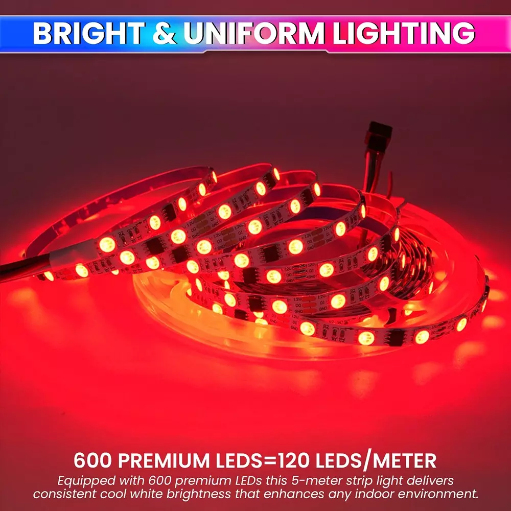 amiciVision LED Strip Light Red 120 LEDs/m & Length 5 m