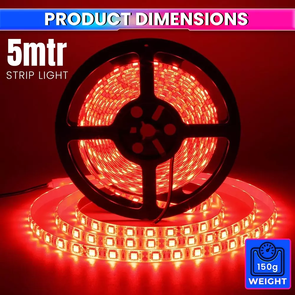 amiciVision LED Strip Light Red 120 LEDs/m & Length 5 m