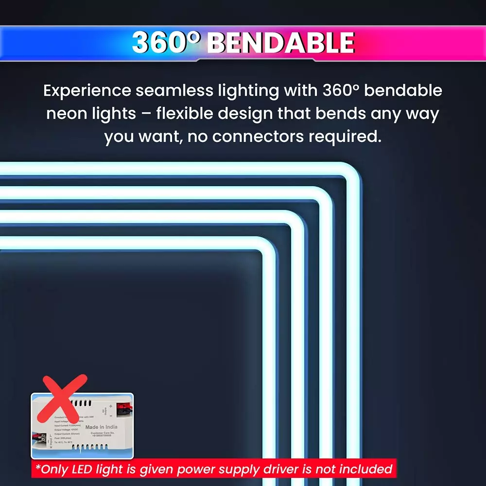 amiciVision Neon LED Strip Light Ice-Blue & Length 5 m