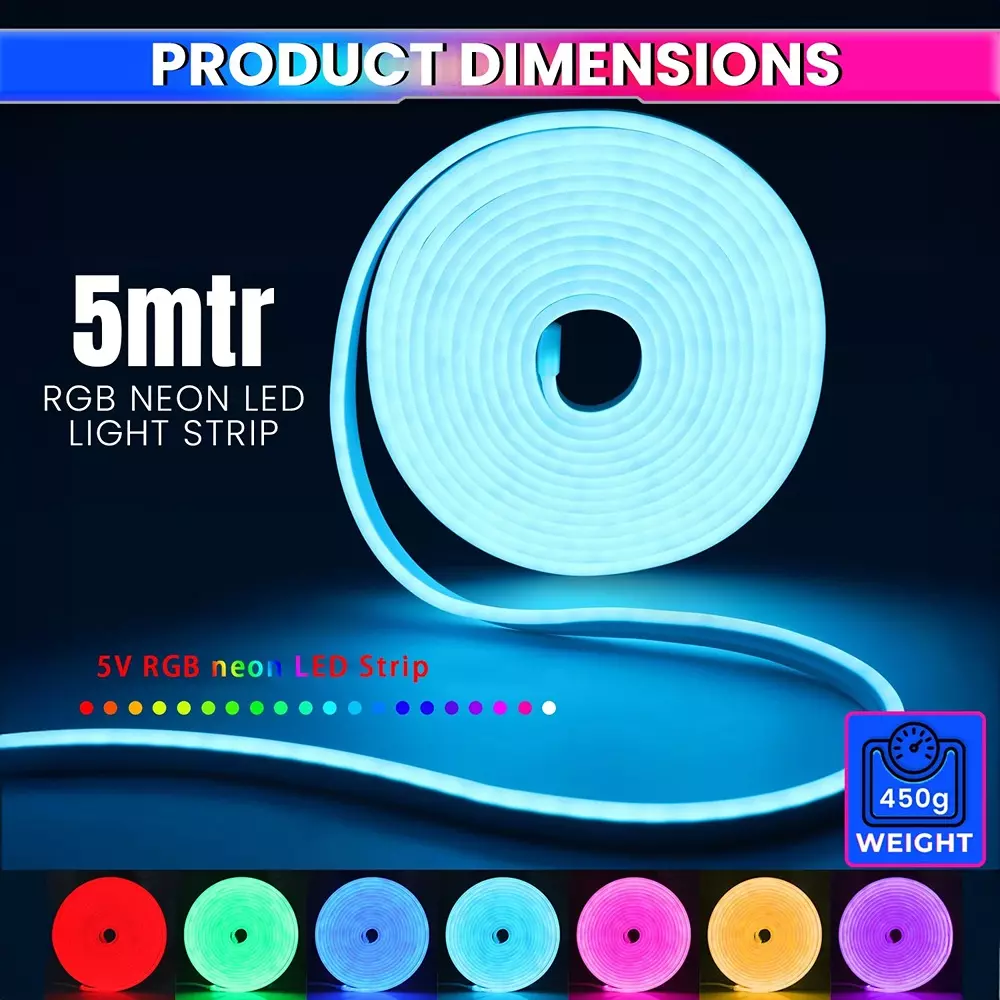 amiciVision Neon Strip Light RGB & Length 5 m