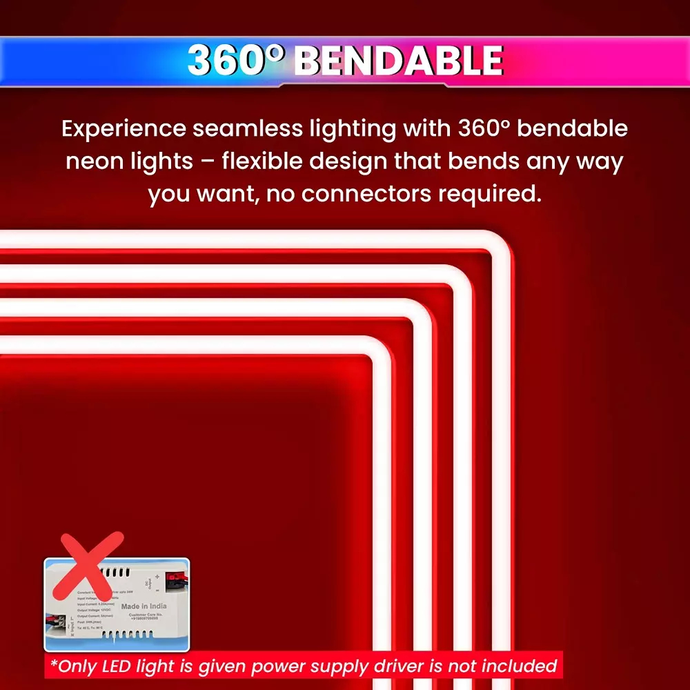 amiciVision Neon LED Strip Light Red & Length 5 m