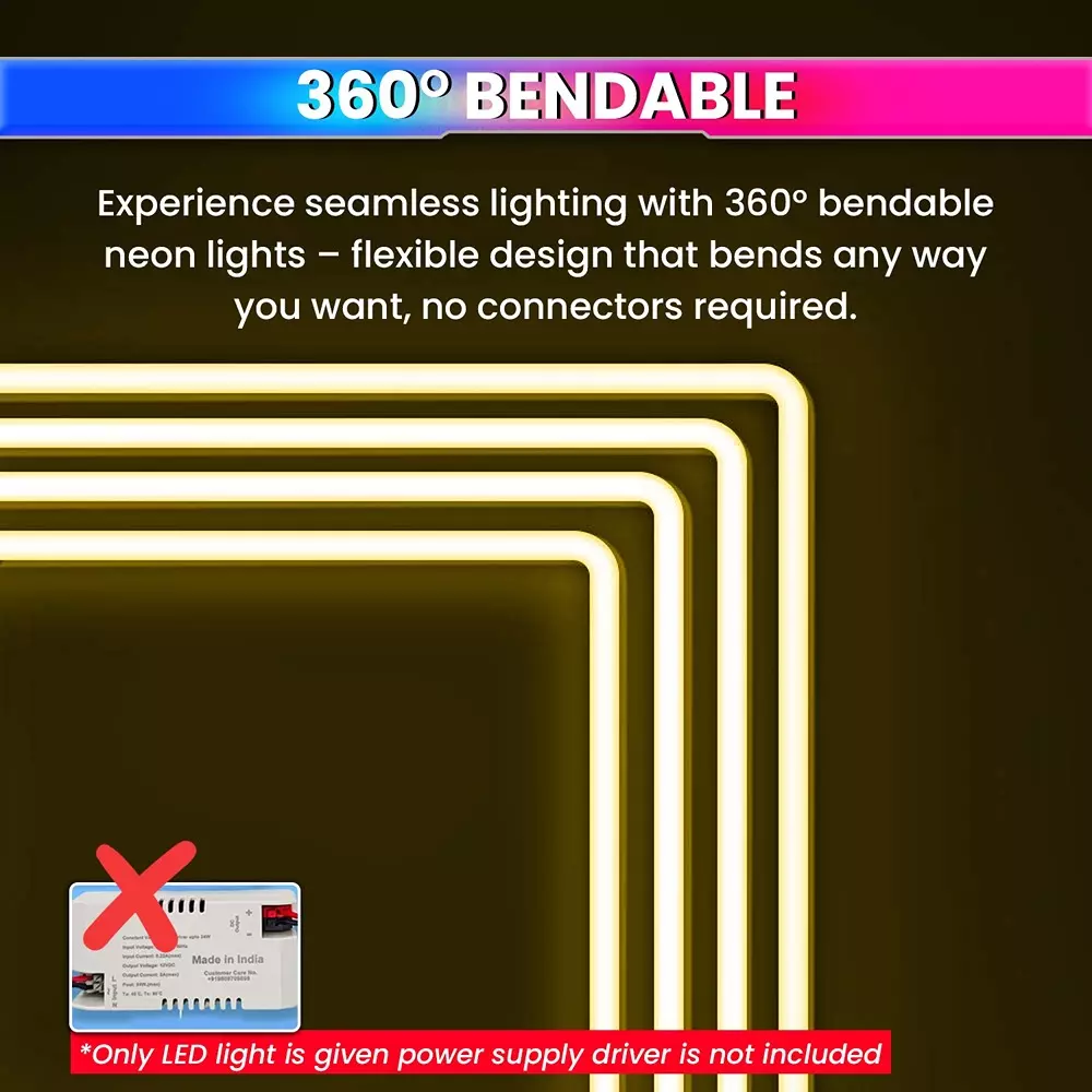 amiciVision Neon LED Strip Light Warm-White & Length 5 m