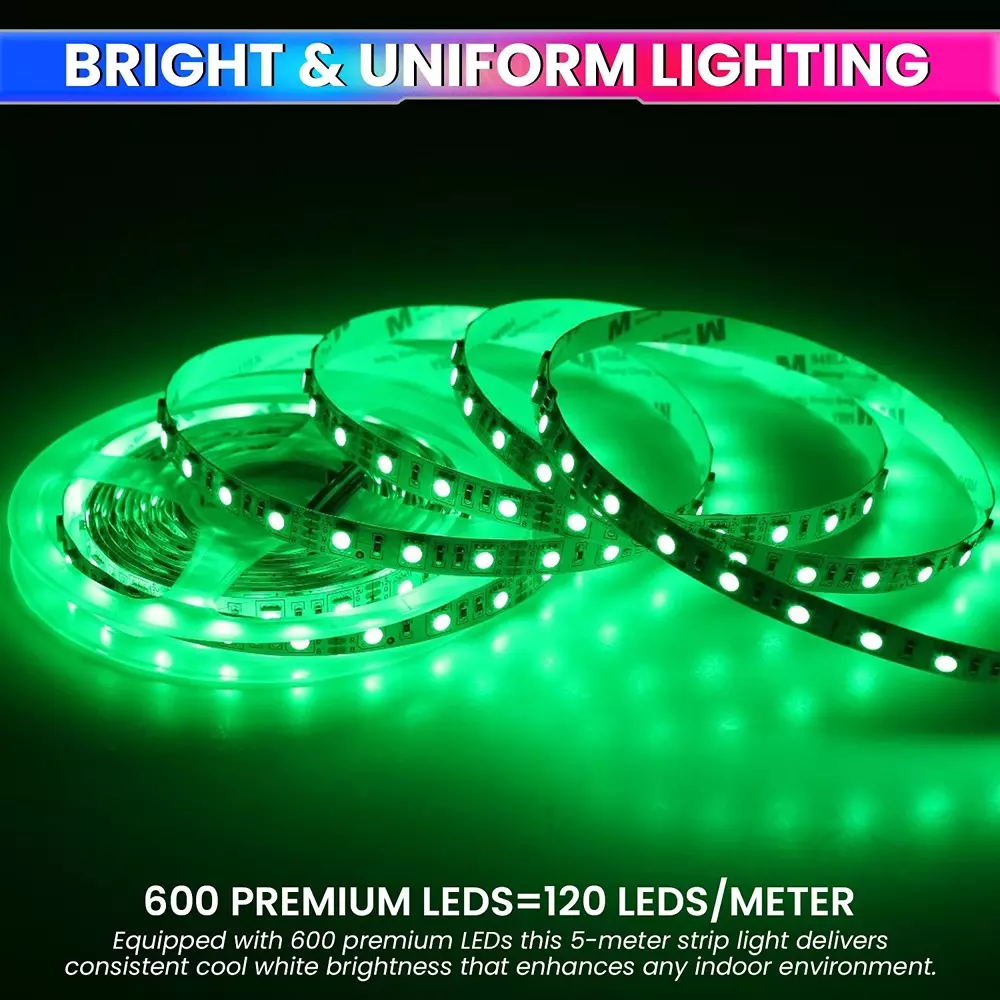 amiciVision LED Strip Light Green 120 LEDs/m & Length 5 m