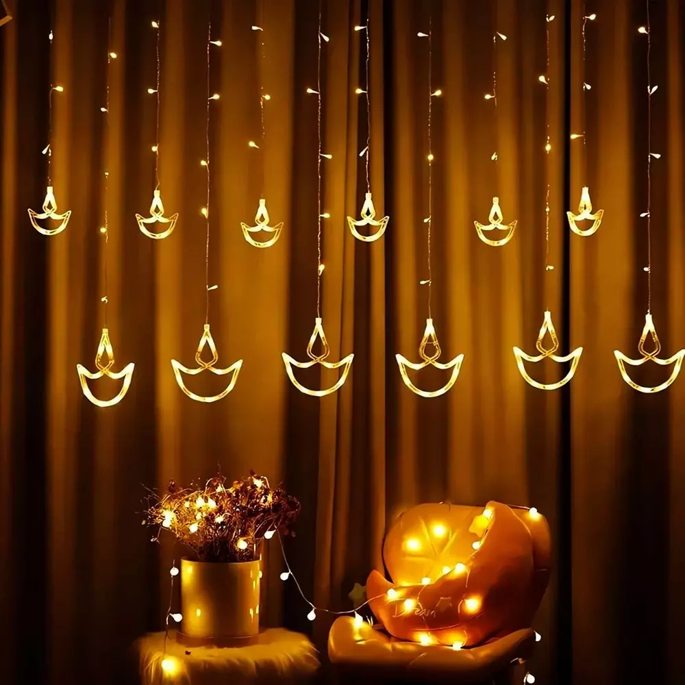 amiciVision Diya Curtain String Light with 138 LEDs Cool White