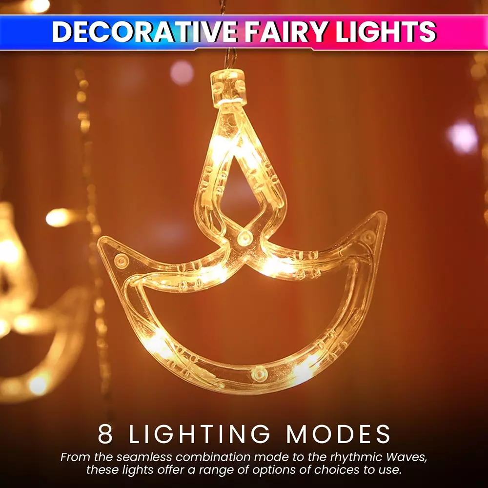 amiciVision Diya Curtain String Light with 138 LEDs Cool White