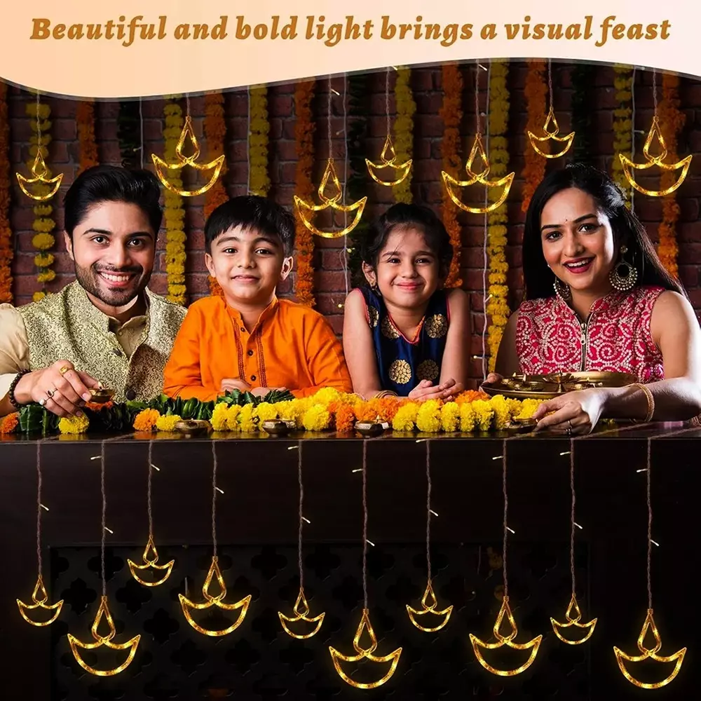 amiciVision Diya Curtain String Light with 138 LEDs Cool White