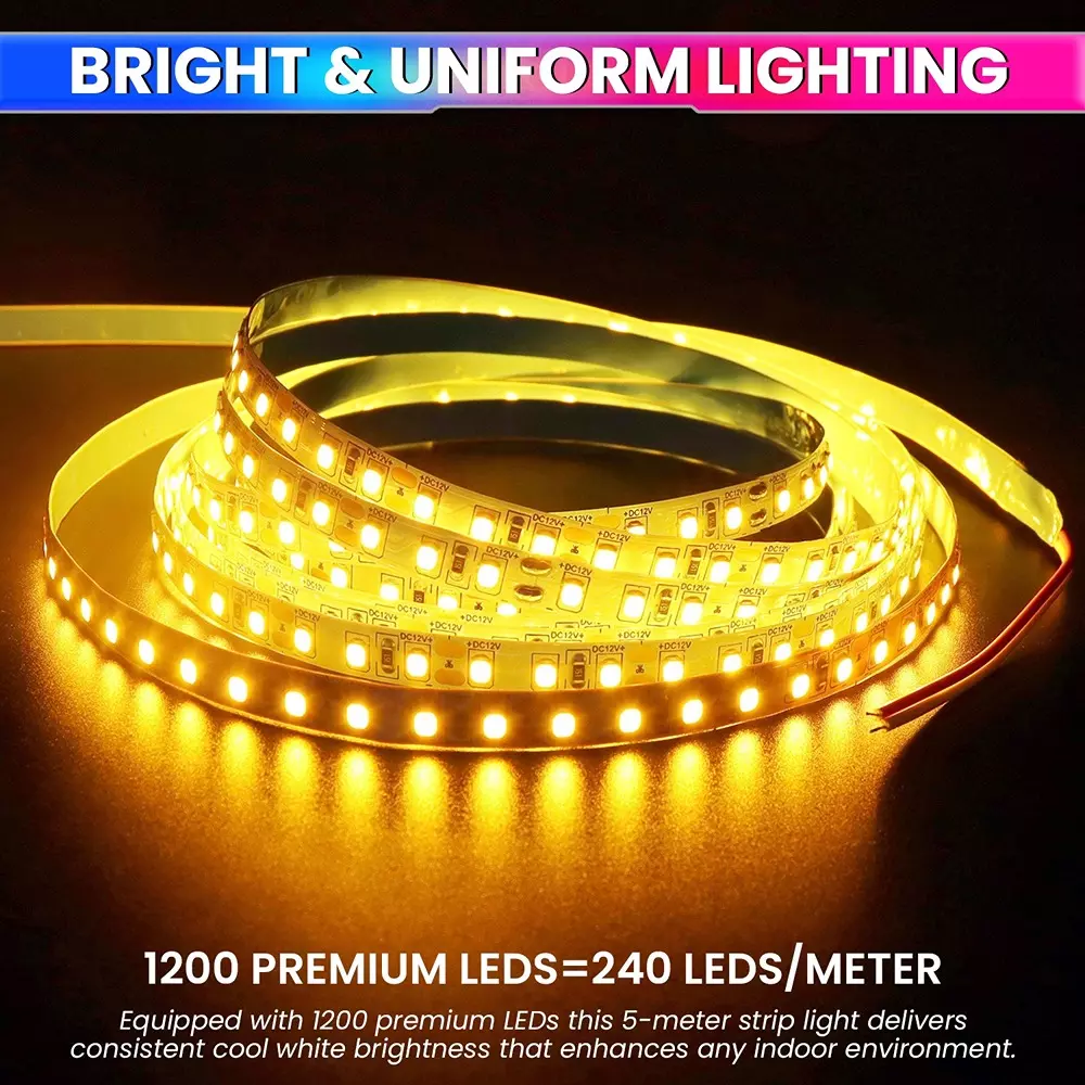 amiciVision LED Strip Light Amber 240 LEDs/m & Length 5 m
