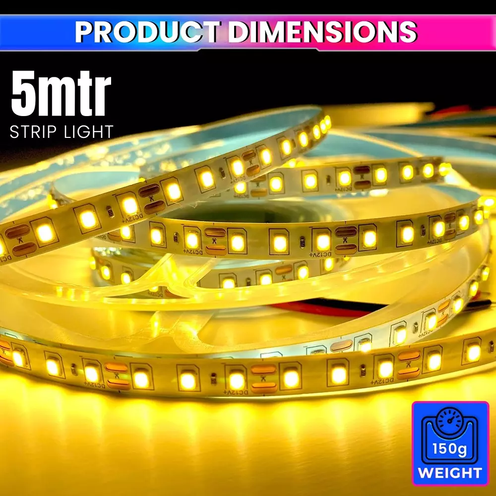 amiciVision LED Strip Light Amber 240 LEDs/m & Length 5 m
