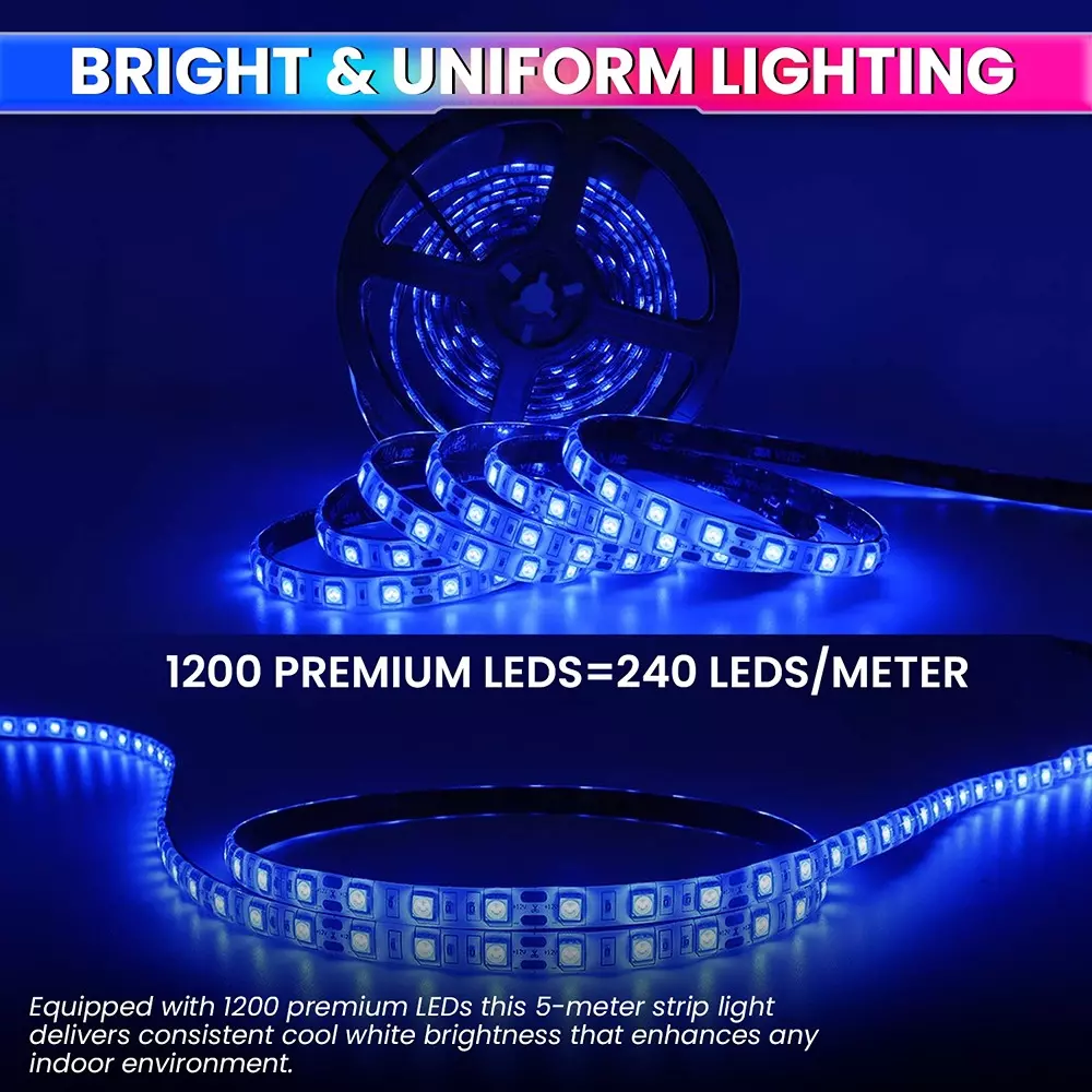 amiciVision LED Strip Light Blue 240 LEDs/m & Length 5 m