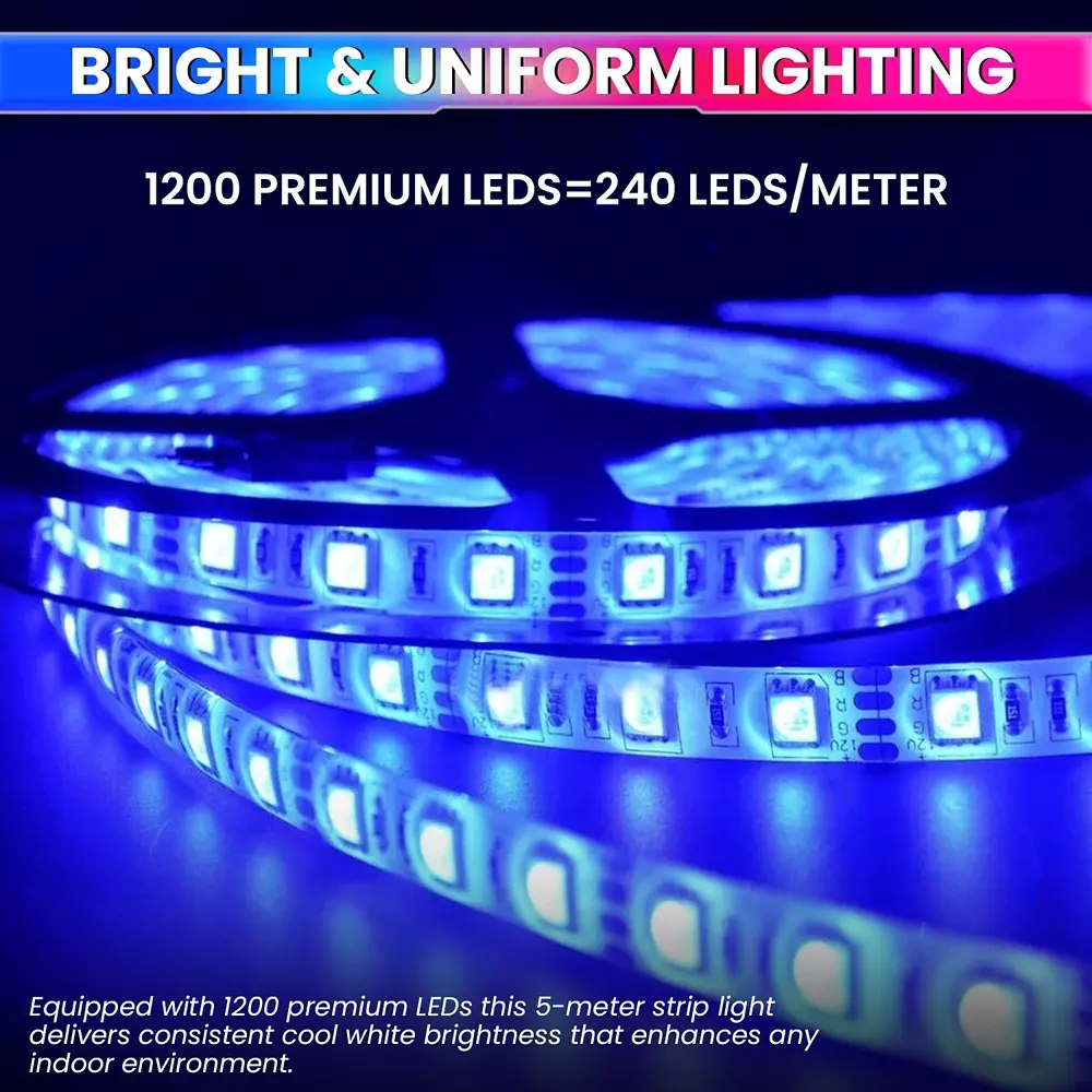 amiciVision LED Strip Light Blue 240 LEDs/m & Length 5 m