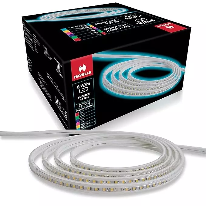 Havells Flexion LED AC Rope 96D Strip Red, IP65 and 50 m Length, LHEHBOPGTN6F300