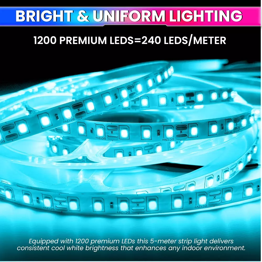 amiciVision LED Strip Light Ice-Blue 240 LEDs/m & Length 5 m