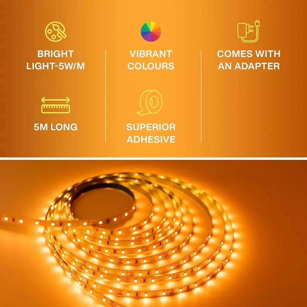 magik-5-w-per-metre-stream-led-strip-light-with-adapter-amber-color-and-polypropylene-enclosure-rusr006a1801-roll-of-5-m
