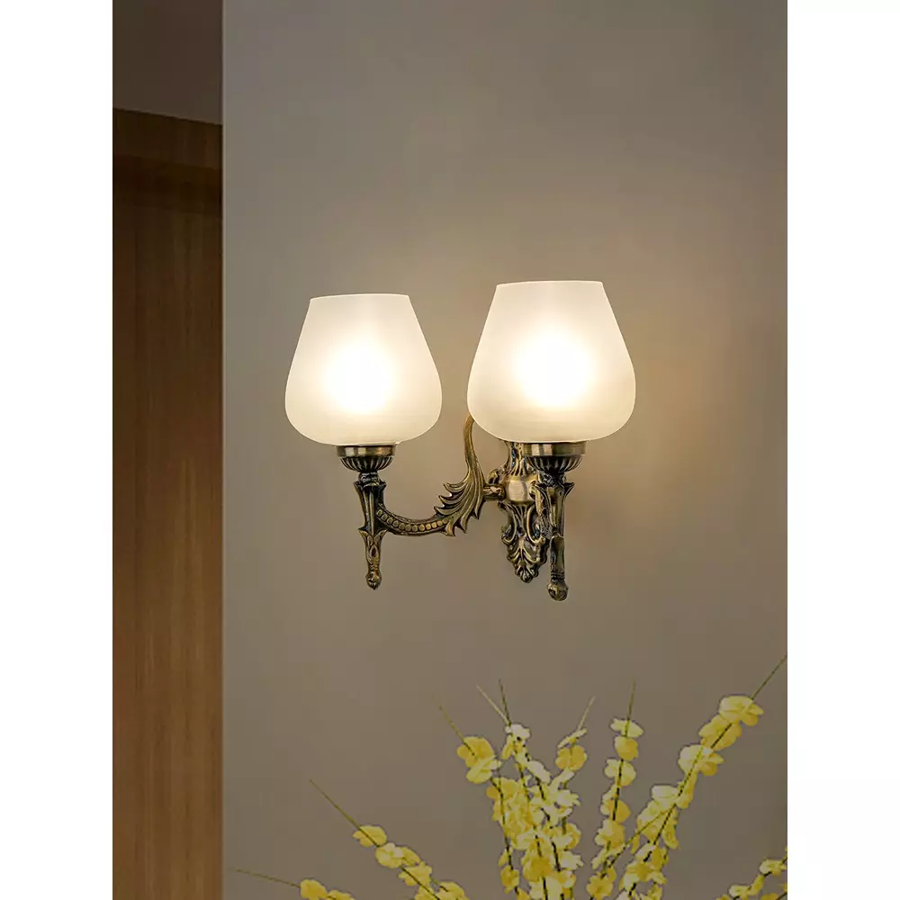 Fos Lighting Wall Light 40 W Mild Steel Brass Antique, Corn-MS-BRSA-Panmool-WL2