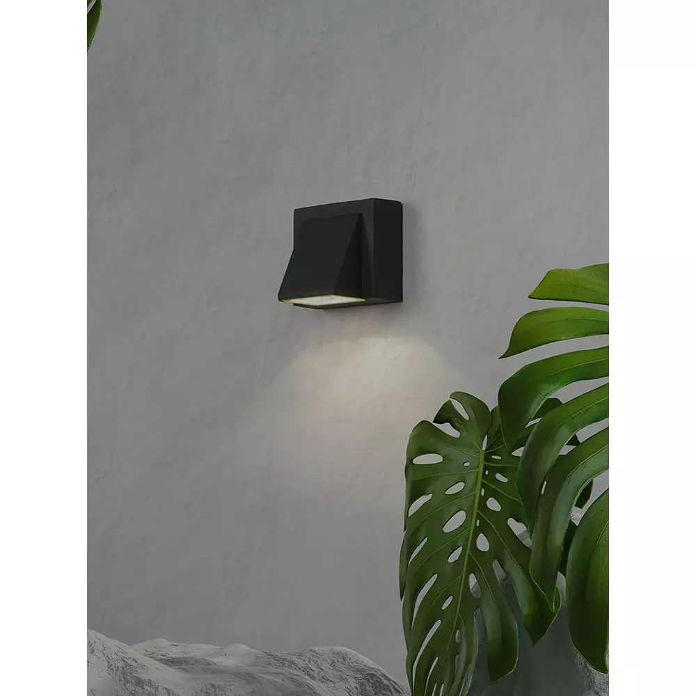 Fos Lighting Wall Light 3 W Aluminium Grey, AM8091-Rect-Grey-LED-1x3W-BH1