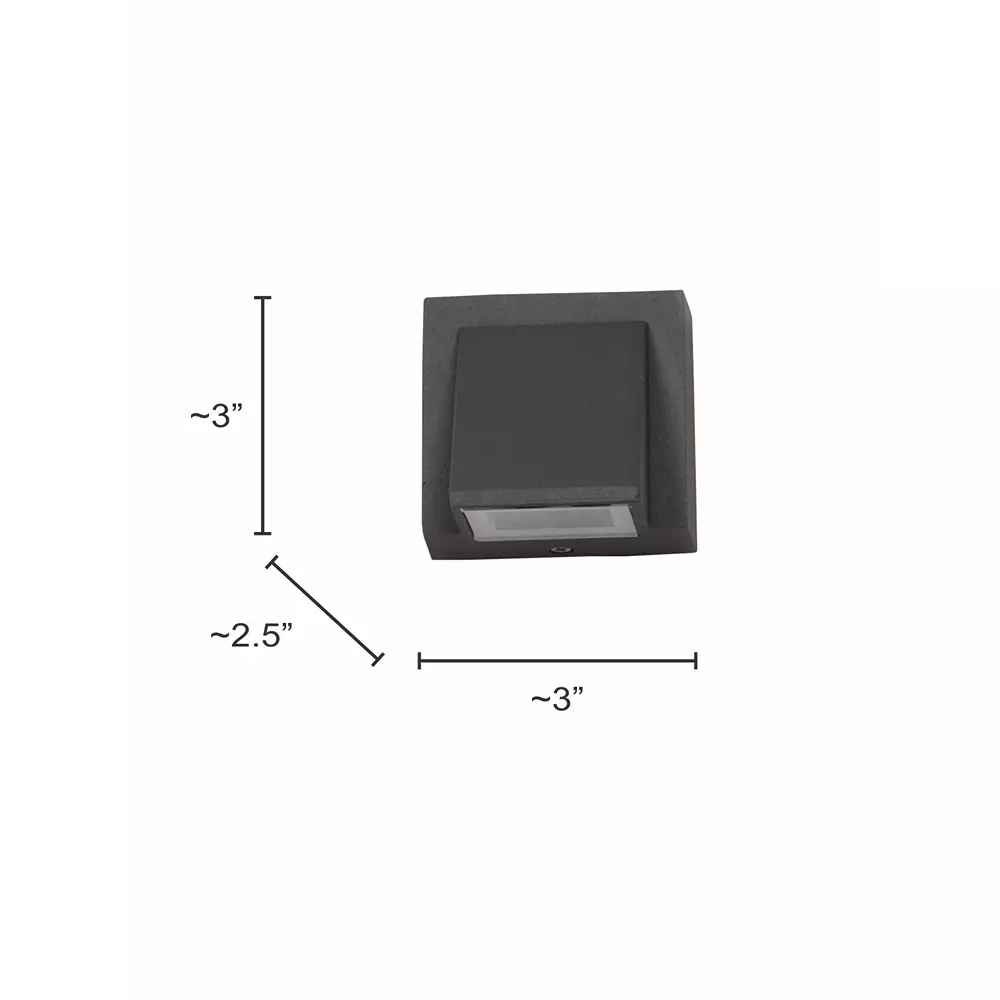 Fos Lighting Wall Light 3 W Aluminium Grey, AM8091-Rect-Grey-LED-1x3W-BH1