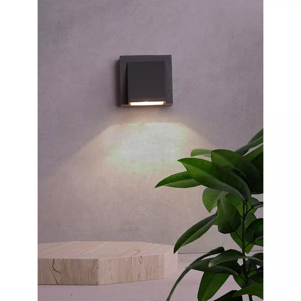 Fos Lighting Wall Light 3 W Aluminium Grey, AM8091-Rect-Grey-LED-1x3W-BH1