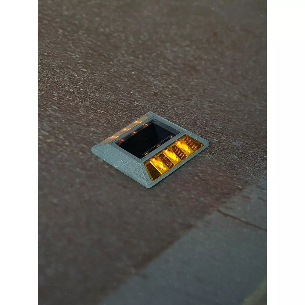 Fos Lighting Modern Road Stud Light Amber Solar Powered 1 W