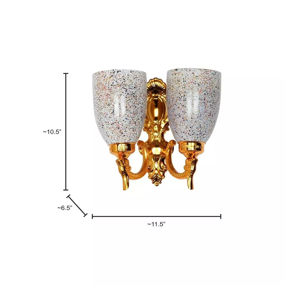 Fos Lighting Traditional Double Wall Sconce with Multicolor Speckled Glass Gold Finish 40 W