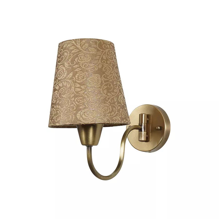 Fos Lighting Gooseneck Brass Swivel Wall Sconce - SwivelConeAntq-BrocadeShade-WL1