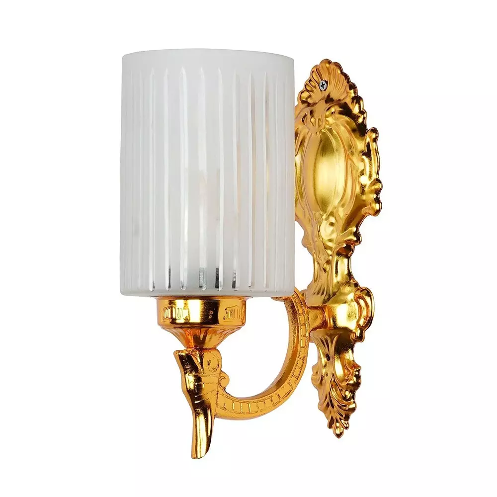 Fos Lighting Traditional Wall Sconce Light with Frosted Hand-Cut Glass Gold Finish 40 W