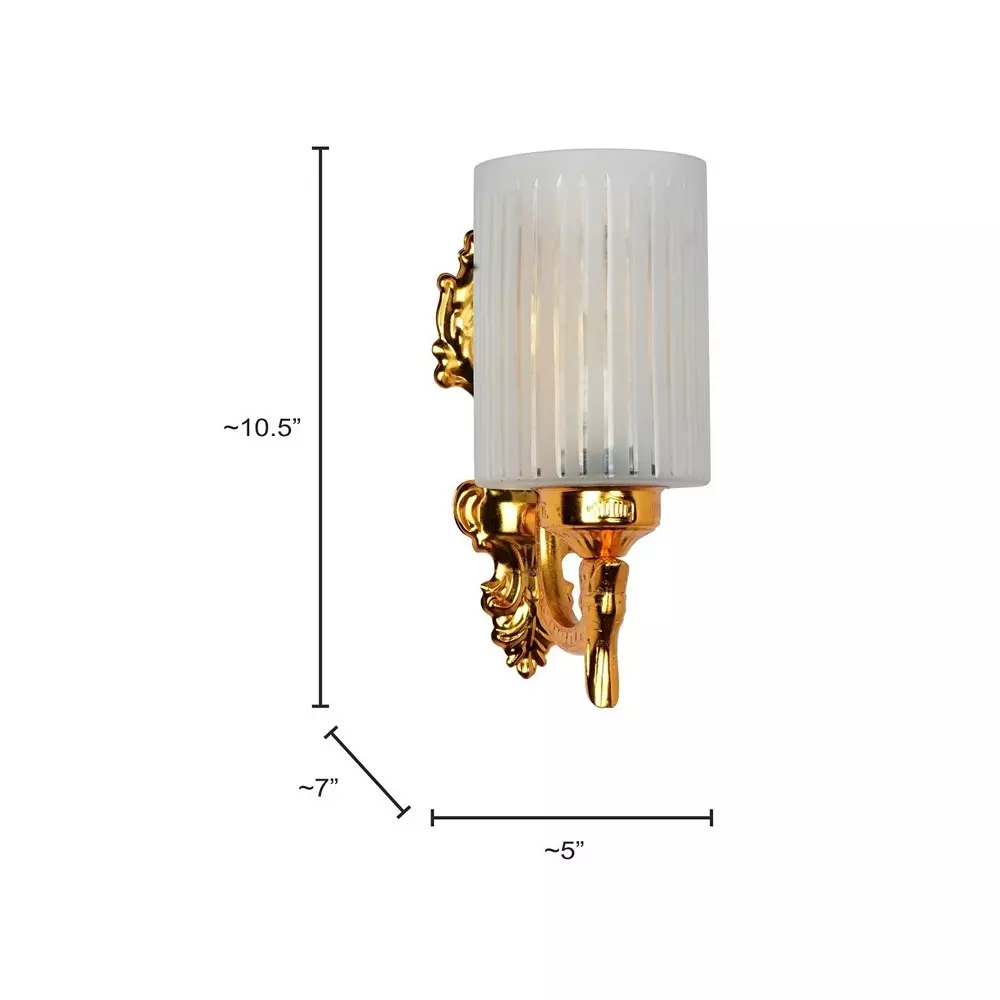 Fos Lighting Traditional Wall Sconce Light with Frosted Hand-Cut Glass Gold Finish 40 W