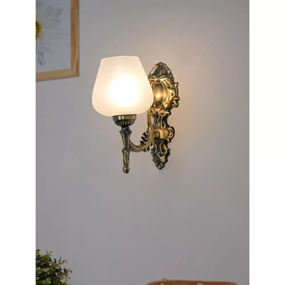 Fos Lighting Wall Light 40 W Mild Steel Brass Antique, Corn-MS-BRSA-Panmool-WL1
