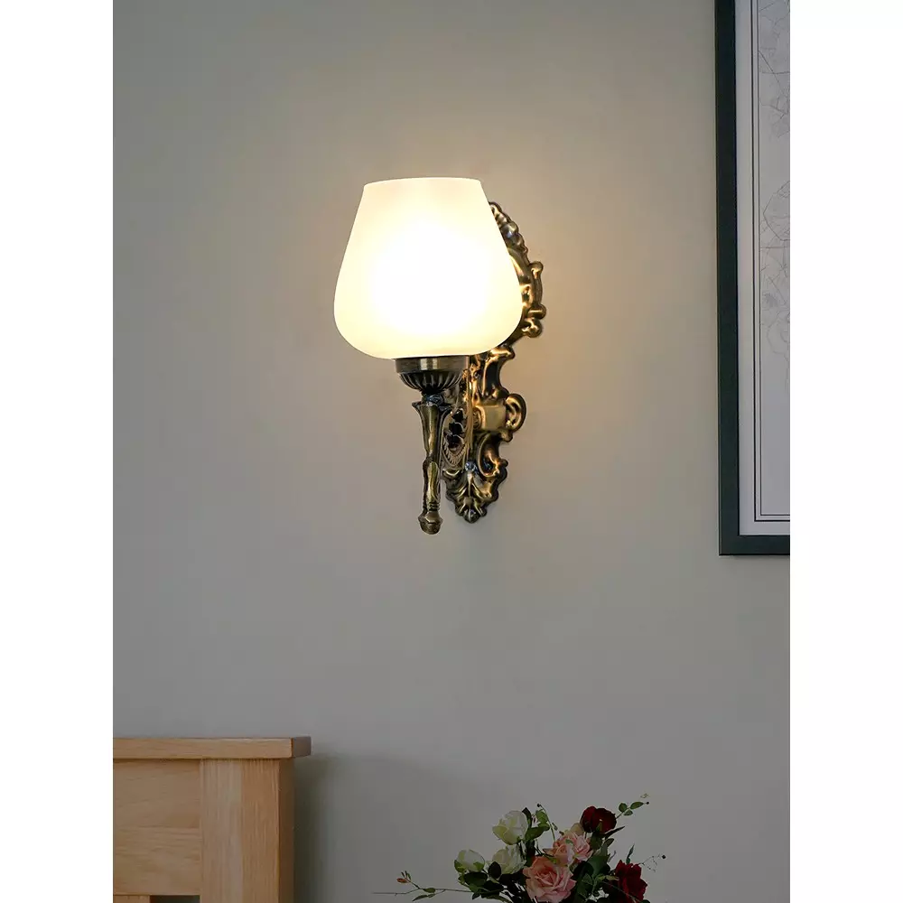 Fos Lighting Wall Light 40 W Mild Steel Brass Antique, Corn-MS-BRSA-Panmool-WL1