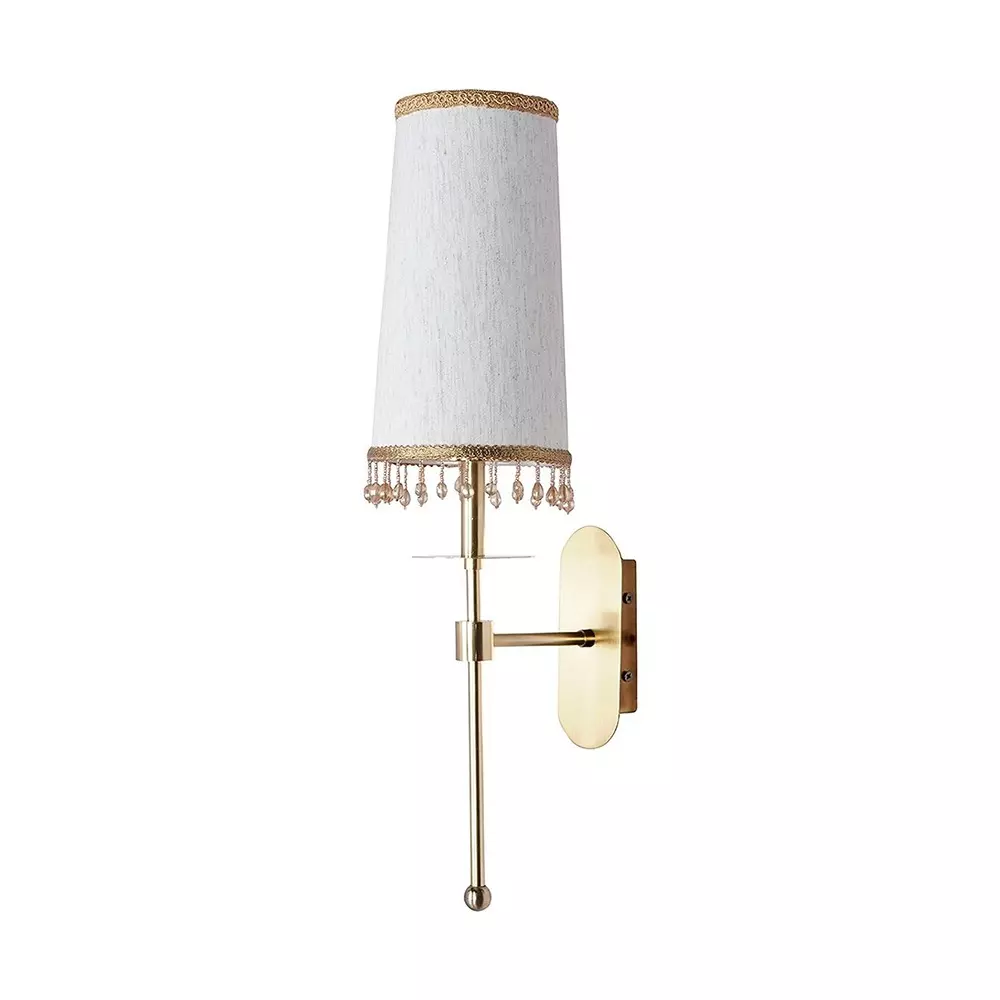 Fos Lighting Wall Sconce Light with Beaded Tassel Shade Long Arm Brass Antique Finish 40 W