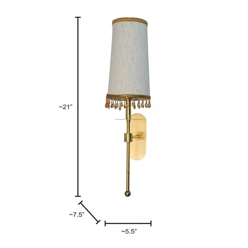 Fos Lighting Wall Sconce Light with Beaded Tassel Shade Long Arm Brass Antique Finish 40 W