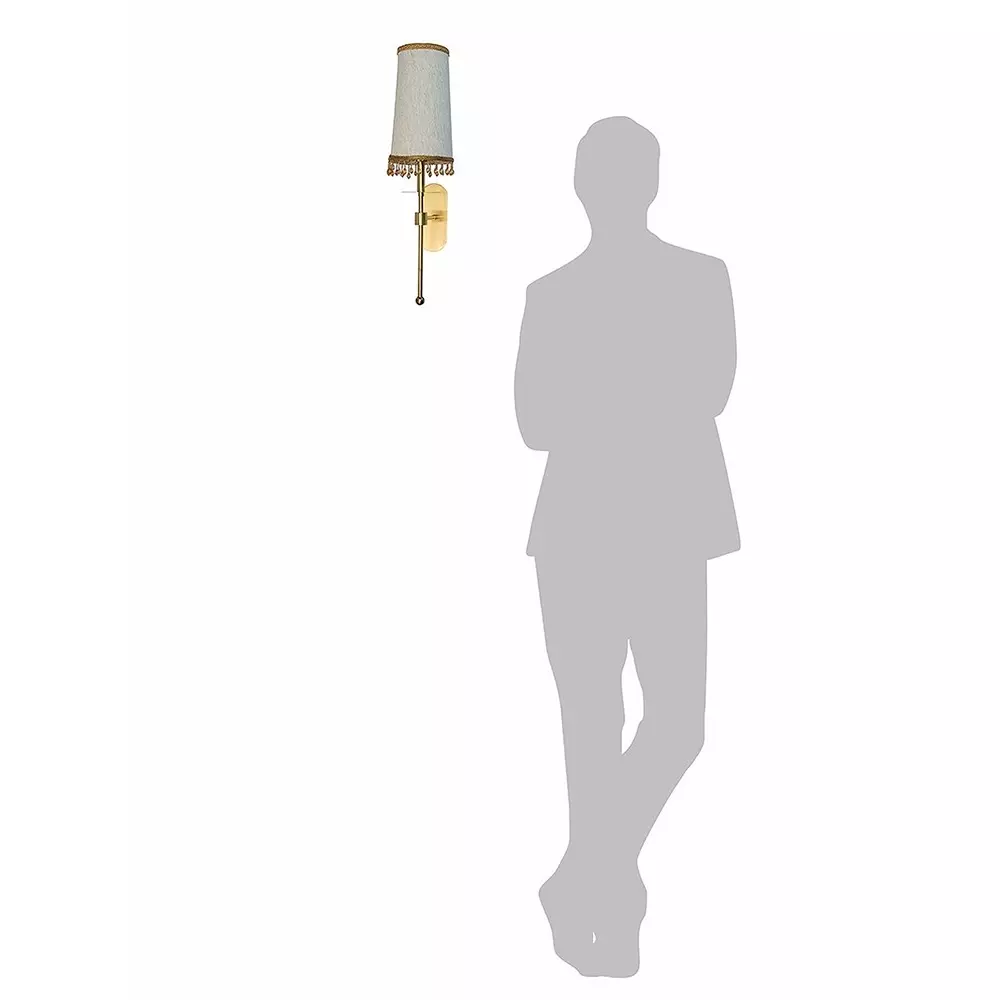 Fos Lighting Wall Sconce Light with Beaded Tassel Shade Long Arm Brass Antique Finish 40 W