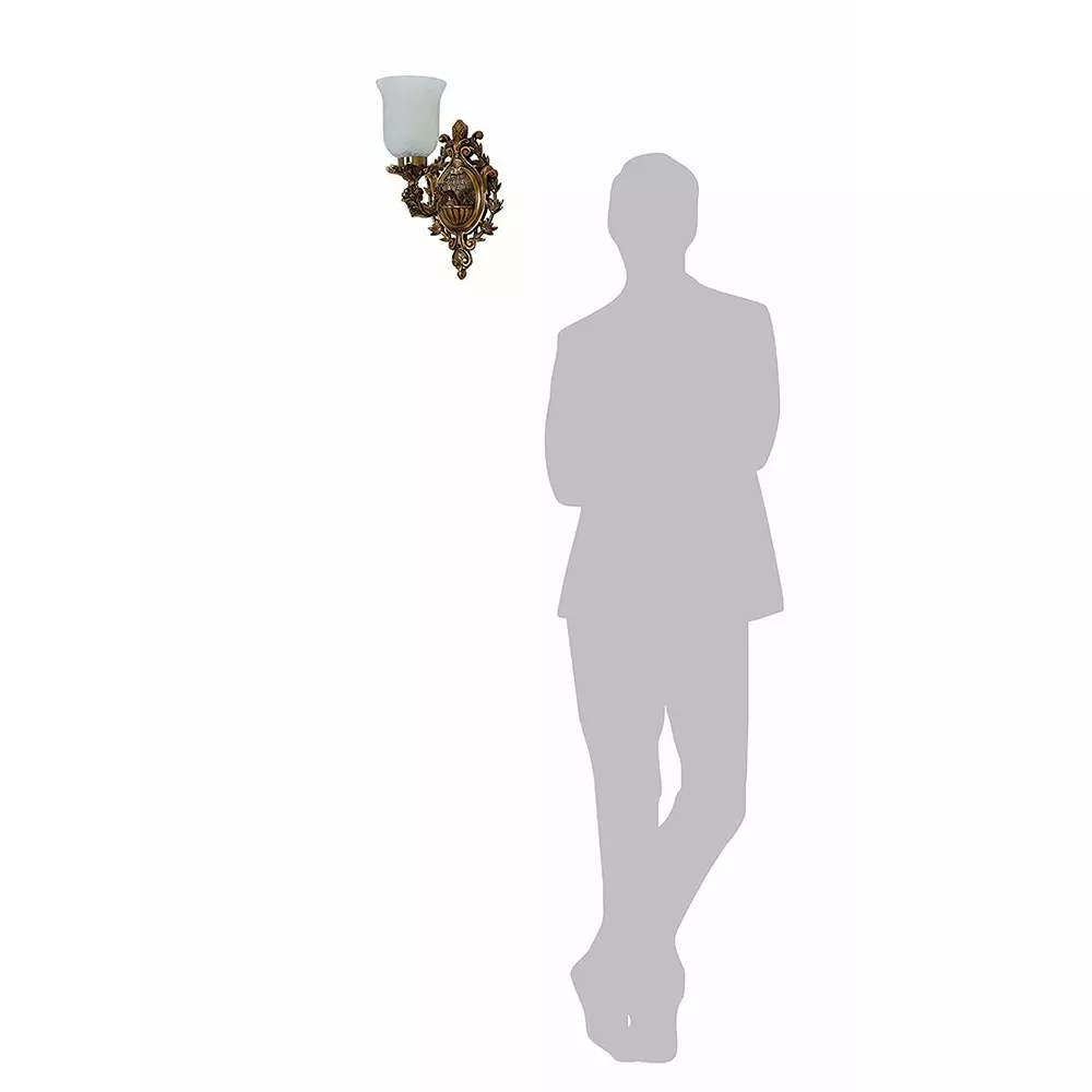 Fos Lighting Traditional Uplight Wall Sconce with Frosted Crackle Glass Brass Antique Finish 40 W