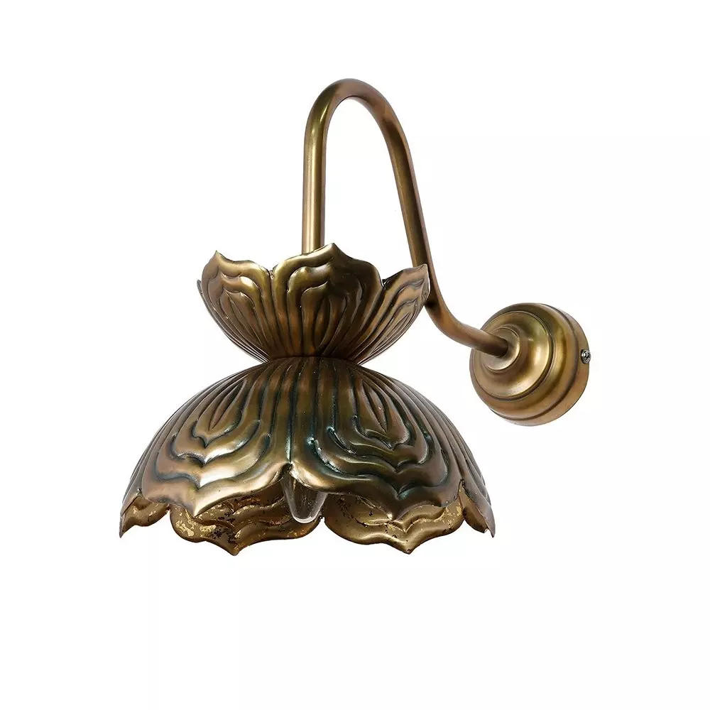 Fos Lighting Auspicious Renge Lotus Wall Lamp Brass Antique Finish 40 W