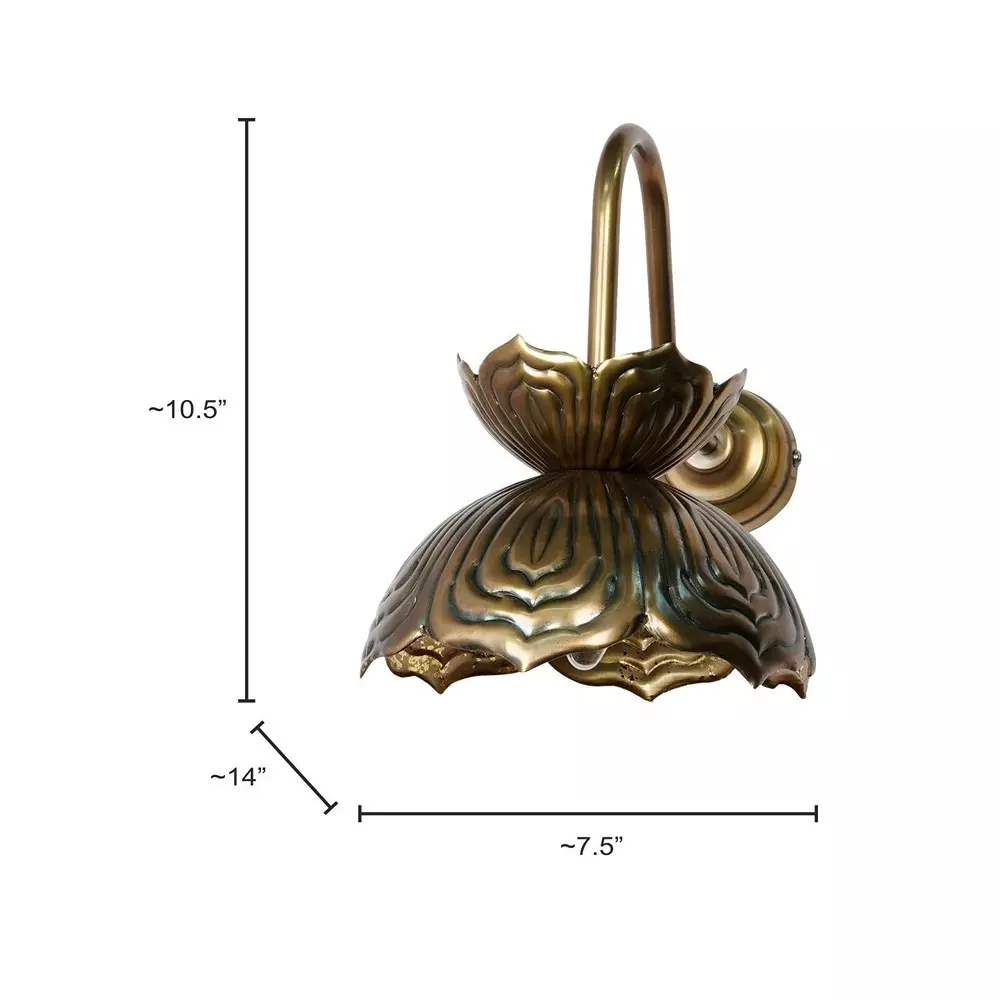 Fos Lighting Auspicious Renge Lotus Wall Lamp Brass Antique Finish 40 W