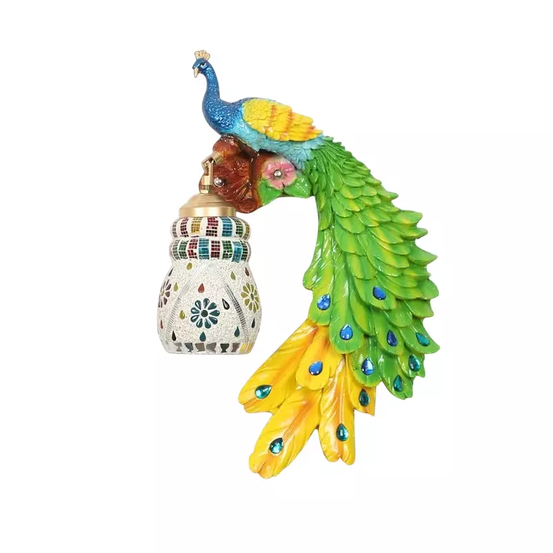 ELIANTE Multi Fiber Wall Light Multi Flush Mount Without Bulb, Peacock-Single