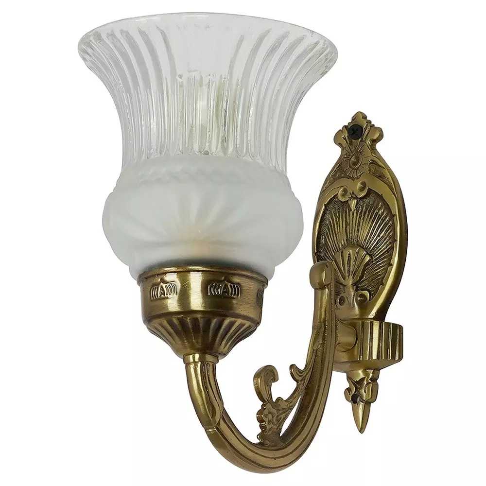 Fos Lighting Wall Light 40 W Brass, Glass Antique Brass, No1-Usha5050-WL1