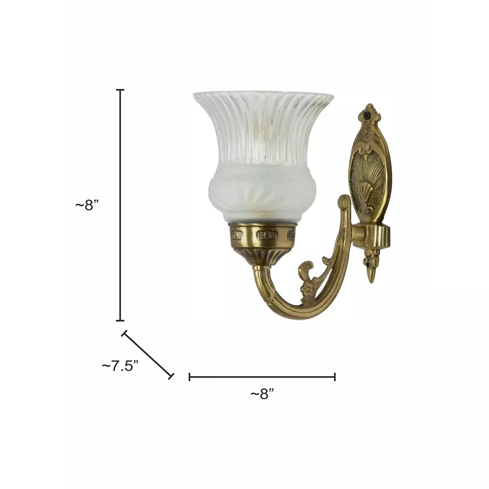 Fos Lighting Wall Light 40 W Brass, Glass Antique Brass, No1-Usha5050-WL1