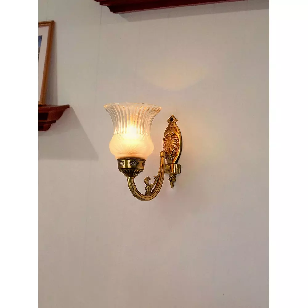 Fos Lighting Wall Light 40 W Brass, Glass Antique Brass, No1-Usha5050-WL1