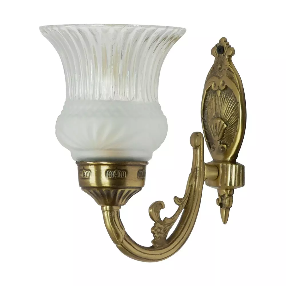 Fos Lighting Wall Light 40 W Brass, Glass Antique Brass, No1-Usha5050-WL1