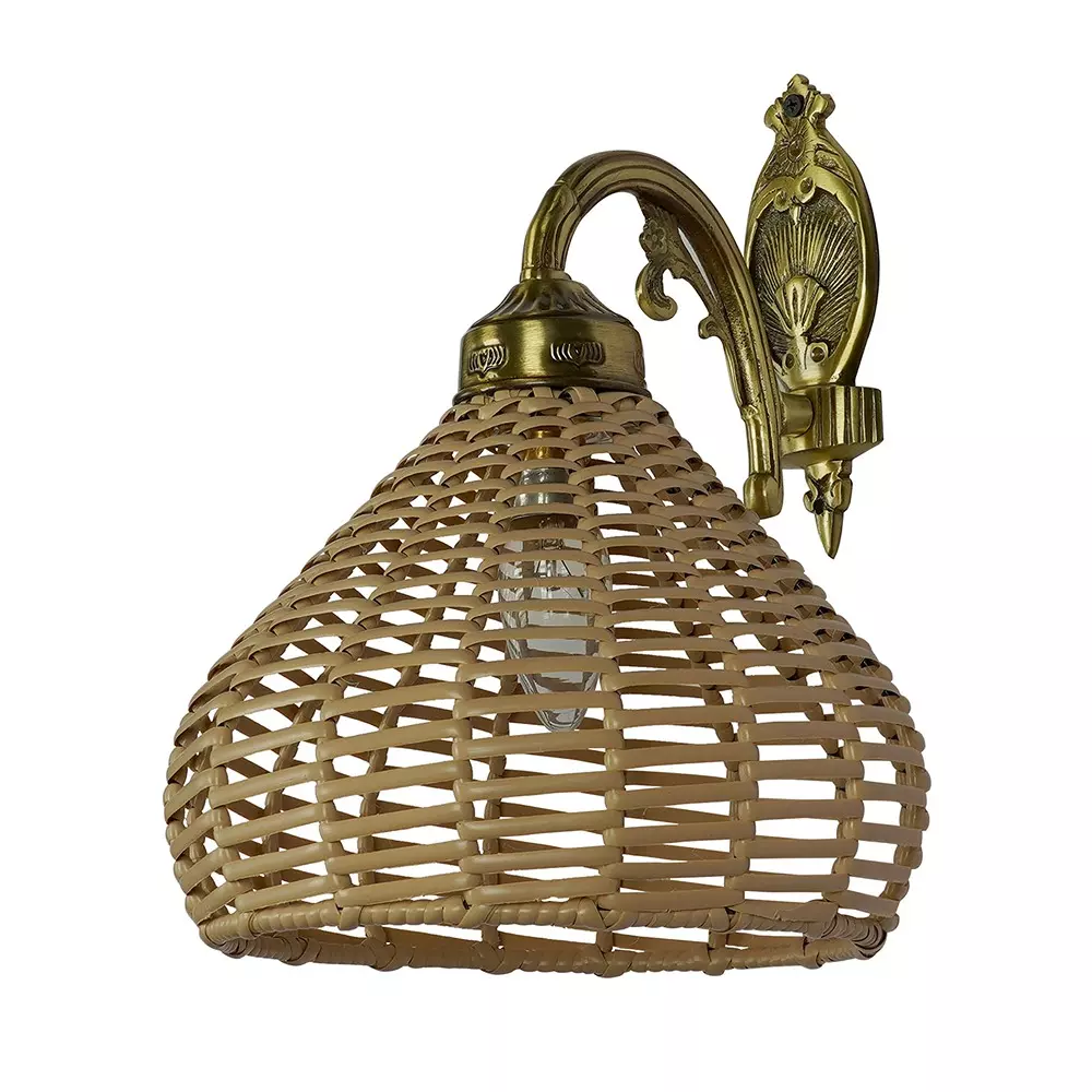 Fos Lighting Wall Light 40 W Brass, Cane Brass Antique, No1-CaneDome8-WL1