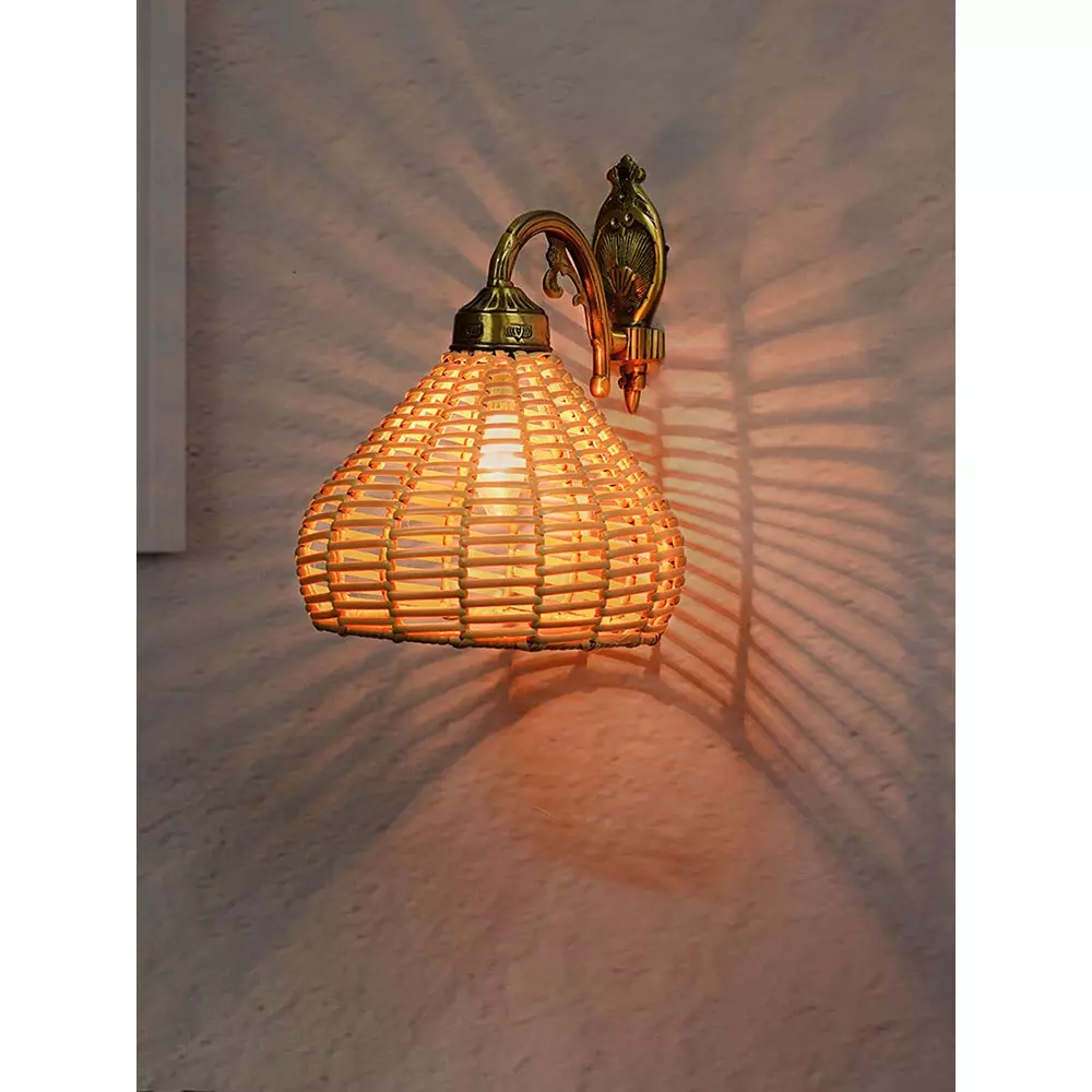 Fos Lighting Wall Light 40 W Brass, Cane Brass Antique, No1-CaneDome8-WL1