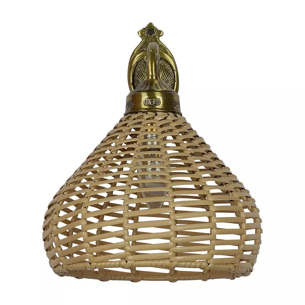 Fos Lighting Wall Light 40 W Brass, Cane Brass Antique, No1-CaneDome8-WL1